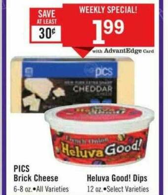 Price Chopper Pics Brick Cheese Heluva Good! Dips offer