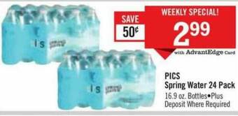 Price Chopper Pics Spring Water 24 Pack offer