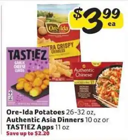 Winn Dixie Ore-Ida Potatoes, Authentic Asia Dinners, TAST!EZ Apps offer
