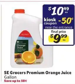 Winn Dixie SE Grocers Premium Orange Juice offer