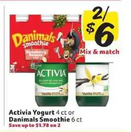 Winn Dixie Activia Yogurt or Danimals Smoothie offer