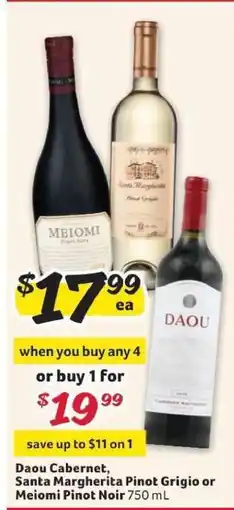 Winn Dixie Daou Cabernet, Santa Margherita Pinot Grigio or Meiomi Pinot Noir offer