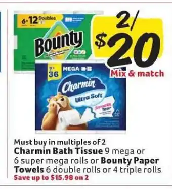 Winn Dixie Charmin Bath Tissue or Bounty Paper Towels offer