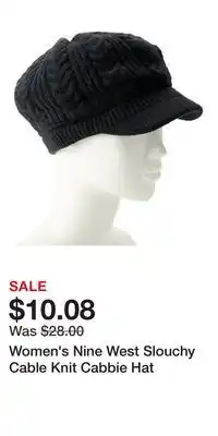 Kohl's Women's Nine West Slouchy Cable Knit Cabbie Hat offer