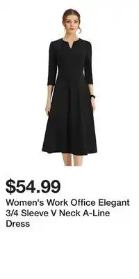 Kohl's Women's Work Office Elegant 3/4 Sleeve V Neck A-Line Dress offer