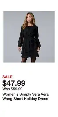 Kohl's Women's Simply Vera Vera Wang Short Holiday Dress offer