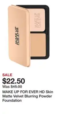Kohl's MAKE UP FOR EVER HD Skin Matte Velvet Blurring Powder Foundation offer
