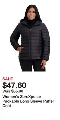 Kohl's Women's ZeroXposur Packable Long Sleeve Puffer Coat offer