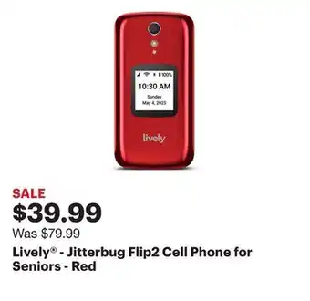Best Buy Lively - Jitterbug Flip2 Cell Phone for Seniors - Red offer