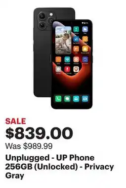 Best Buy Unplugged - UP Phone 256GB (Unlocked) - Privacy Gray offer