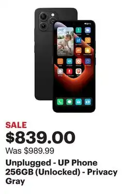 Best Buy Unplugged - UP Phone 256GB (Unlocked) - Privacy Gray offer