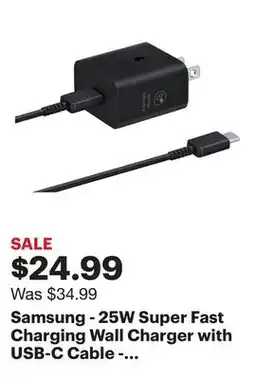 Best Buy Samsung - 25W Super Fast Charging Wall Charger with USB-C Cable - Black offer