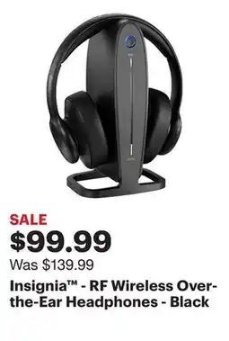 Best Buy Insignia - RF Wireless Over-the-Ear Headphones - Black offer