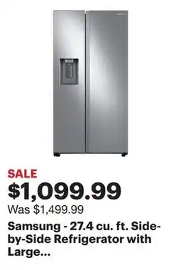 Best Buy Samsung - 27.4 cu. ft. Side-by-Side Refrigerator with Large Capacity - Stainless Steel offer