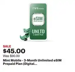 Best Buy Mint Mobile - 3-Month Unlimited eSIM Prepaid Plan (Digital Delivery) - Mint Green offer