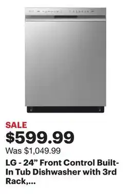 Best Buy LG - 24 Front Control Built-In Tub Dishwasher with 3rd Rack, Quadwash, and 48dba - Stainless Steel offer