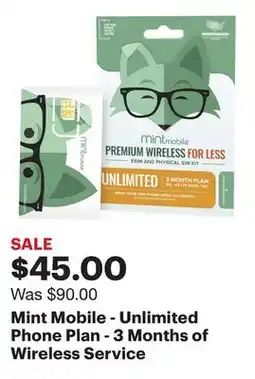 Best Buy Mint Mobile - Unlimited Phone Plan - 3 Months of Wireless Service offer