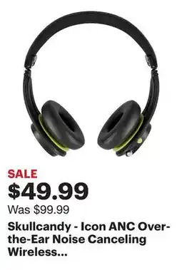 Best Buy Skullcandy - Icon ANC Over-the-Ear Noise Canceling Wireless Headphones - Black offer