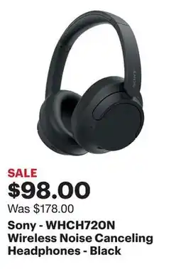 Best Buy Sony - WHCH720N Wireless Noise Canceling Headphones - Black offer