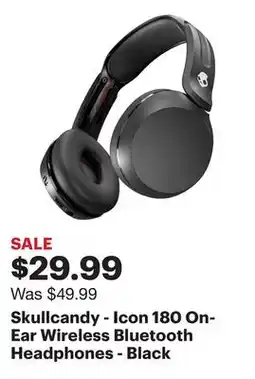 Best Buy Skullcandy - Icon 180 On-Ear Wireless Bluetooth Headphones - Black offer