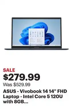 Best Buy ASUS - Vivobook 14 14 FHD Laptop - Intel Core 5 120U with 8GB Memory - 256GB SSD - Quiet Blue offer
