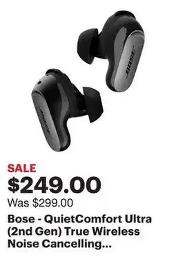 Best Buy Bose - QuietComfort Ultra (2nd Gen) True Wireless Noise Cancelling In-Ear Earbuds - Black offer