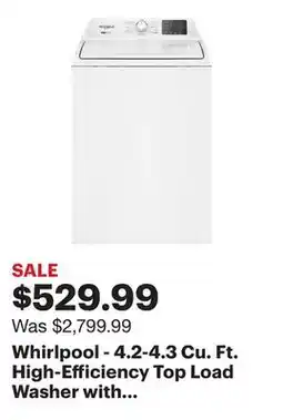 Best Buy Whirlpool - 4.2-4.3 Cu. Ft. High-Efficiency Top Load Washer with 2-in-1 Removable Agitator - White offer