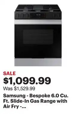 Best Buy Samsung - Bespoke 6.0 Cu. Ft. Slide-In Gas Range with Air Fry - Stainless Steel offer