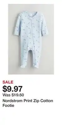 Nordstrom Nordstrom Print Zip Cotton Footie offer