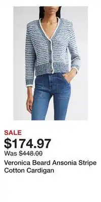 Nordstrom Veronica Beard Ansonia Stripe Cotton Cardigan offer