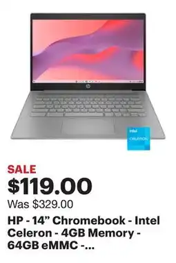 Best Buy HP - 14 Chromebook - Intel Celeron - 4GB Memory - 64GB eMMC - Modern Grey offer