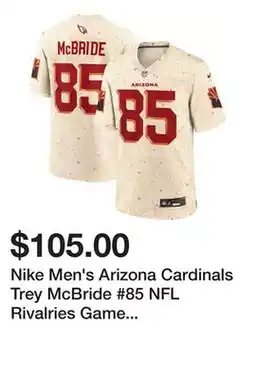 Dick's Sporting Goods Nike Men's Arizona Cardinals Trey McBride #85 NFL Rivalries Game Jersey offer