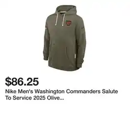 Dick's Sporting Goods Nike Men's Washington Commanders Salute To Service 2025 Olive Standard Issue Dri-FIT Pullover Hoodie offer