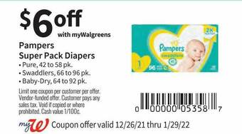Walgreens Pampers Super Pack Diapers offer