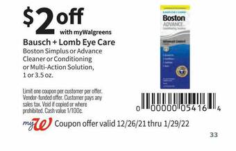 Walgreens Bausch Lomb Eye Care offer