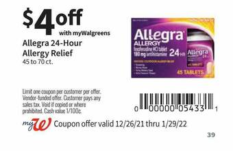 Walgreens Allegra 24-hour Allergy Relief offer