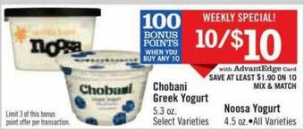 Price Chopper Chobani Greek Yogurt Noosa Yogurt offer