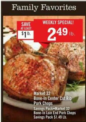 Price Chopper Market 32 Bone-in Center Cut Rib Pork Chops offer