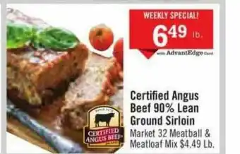 Price Chopper Certified Angus Beef 90% Lean Ground Sirloin offer