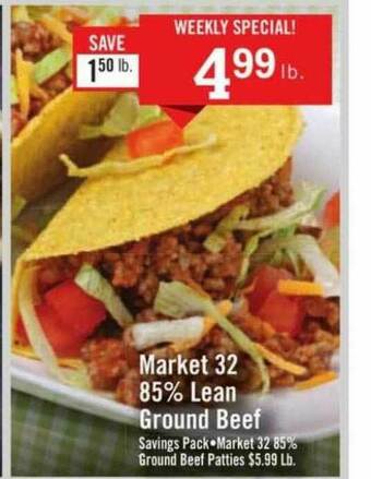 Price Chopper Market 32 85% Lean Ground Beef offer