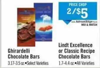 Ghirardelli Chocolate Bars, Lindt Excellence Or Classic Recipe Chocolate Bars