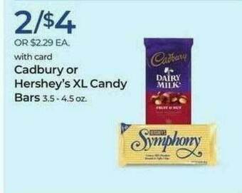 Rite Aid Cadbury Or Hershey's Xl Candy Bars offer