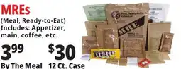Ocean State Job Lot MREs (Meal, Ready-to-Eat) Includes: Appetizer, main, coffee, etc offer