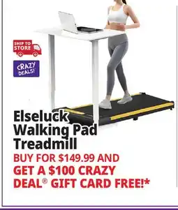 Ocean State Job Lot ElseLuck Walking Pad Treadmill Black/Wooden Yellow offer