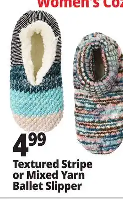 Ocean State Job Lot Textured Stripe or Mixed Yarn Ballet Slipper offer