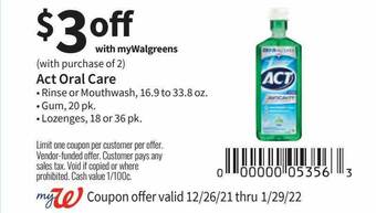 Walgreens Act Oral Care offer