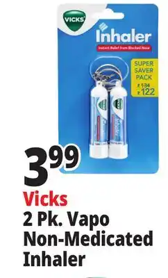 Ocean State Job Lot Vicks 2 Pk. Vapo Non-Medicated Inhaler offer