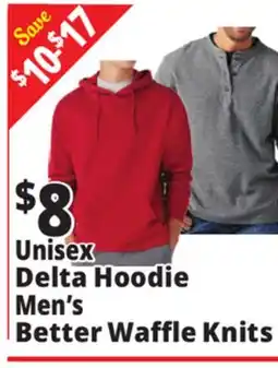 Ocean State Job Lot Unisex Delta Hoodie Men's Better Waffle Knits offer