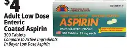 Ocean State Job Lot Adult Low Dose Enteric Coated Aspirin offer