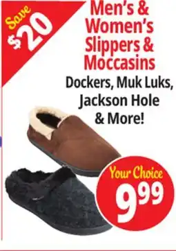 Ocean State Job Lot Men's & Women's Slippers & Moccasins Dockers, Muk Luks, Jackson Hole & More! offer